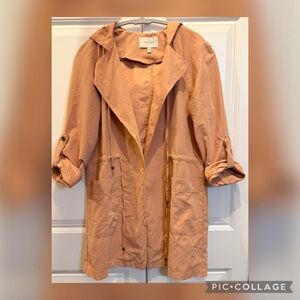 Love Tree Lightweight Utility Jacket | Hooded | Blush Tan | Size Small